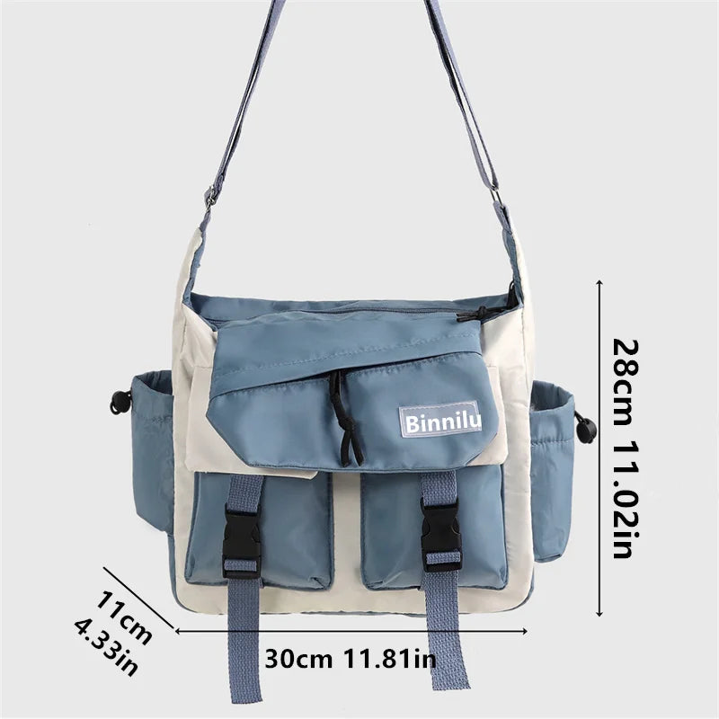Preppy Casual Nylon Crossbody Bag For Men And Women Teenager Messenger Bag, Outdoor Student Commuter Shoulder Bag For Daily Use