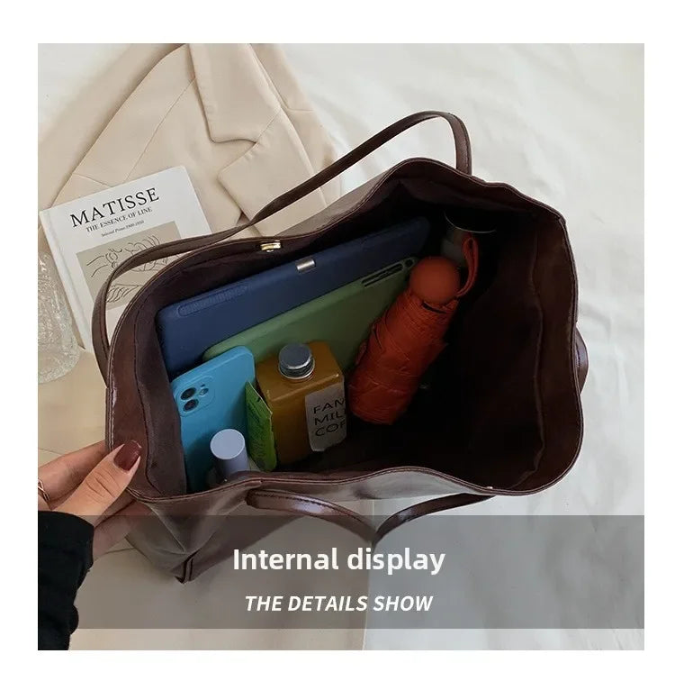 Retro PU Women's Handbag, Large Capacity Handbags Shoulder Bag, Street Leisure Shopping Tote Bag Bags, Suitable for Daily Use