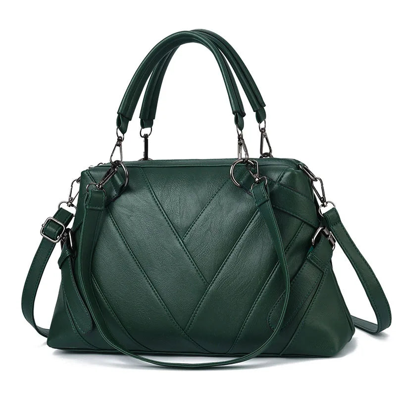 Bags Women's Fashion Portable Large Bag Soft Leather Contrast Color Large Capacity Women's Shoulder Bag