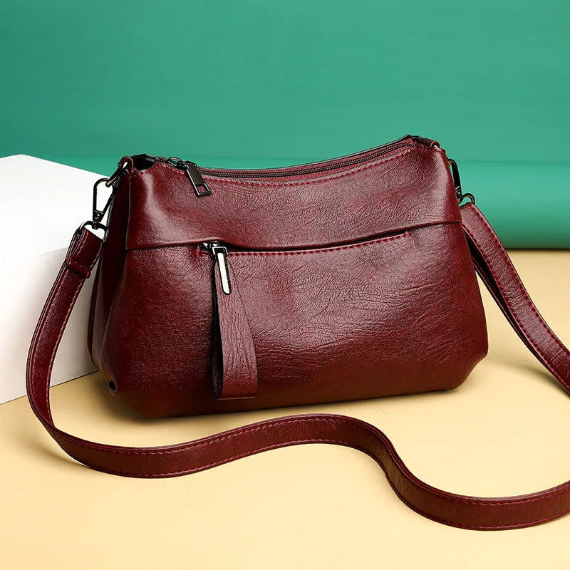 Elegant Women's Shoulder Bag with Unique Texture Design Stylish Soft  Leather Handbag with Zipper Pockets Everyday Crossbody Bag