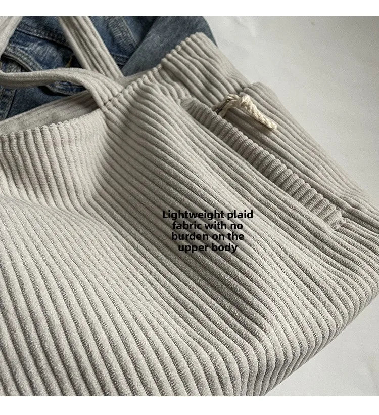 Autumn Winter Corduroy Tote Bag Korean Version Simple Handbag Women Large Capacity Versatile Casual Student Shoulder Bag Ita Bag