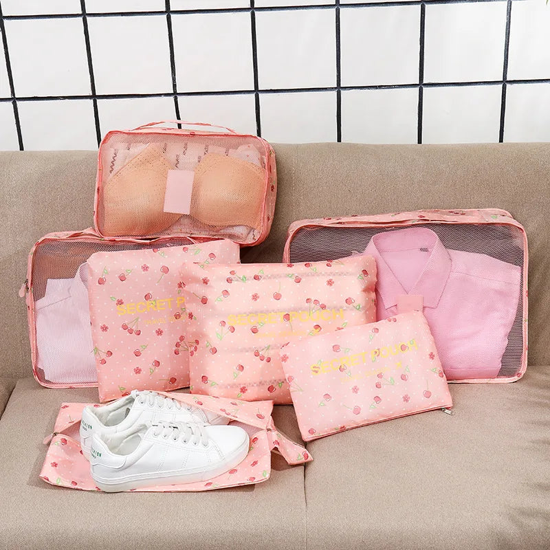 6-piece Large Size Travel Organizer Portable Suitcase Organizer Clothes Shoes Makeup Bag Luggage Organizer Travel Storage Bag