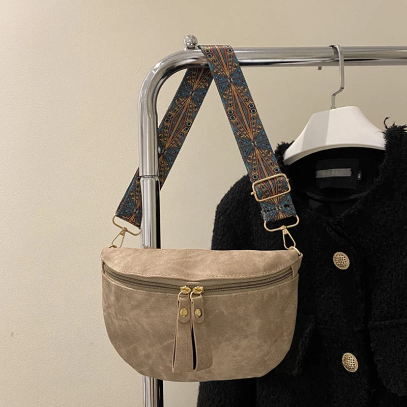 Stylish Hobo Solid Color Satchel Luxury Designer Chest Bag Women's PU Leather Waist Bags Wide Strap Fashion Fanny Shoulder Pack