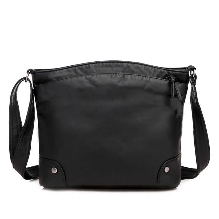 Soft PU Leather Shoulder Crossbody Bag Women Retro Design Messenger Bag Casual Multi-zipper Female Daily Travel Handbag Satchel