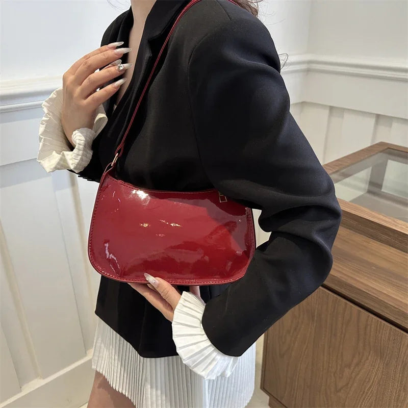 Retro Solid Color PU Leather Shoulder Bag Fashion Women's Handbags Casual Designer Hobos Underarm Bag, Suitable for Daily Use