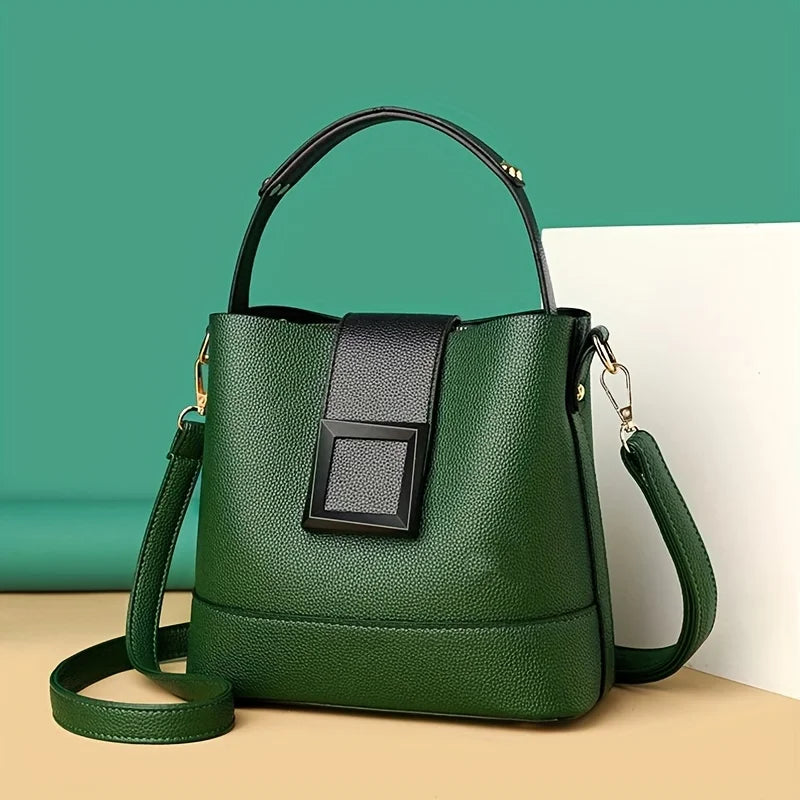 Simple Bucket Bag, Trendy Top Handle Purse, Women's Fashion Hanbag Shoulder Bag,