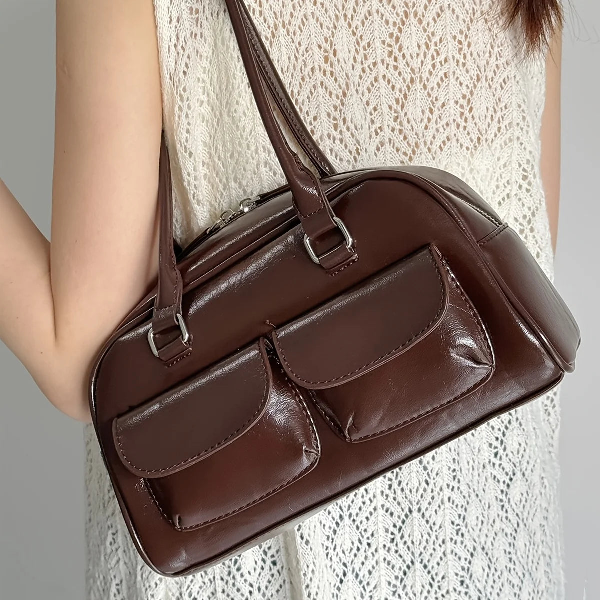 Fashion Armpit Bag, High- Value Versatile Handbag Niche Design Women Tote Shoulder Bag, Retro Pu Leather Purses and Handbags