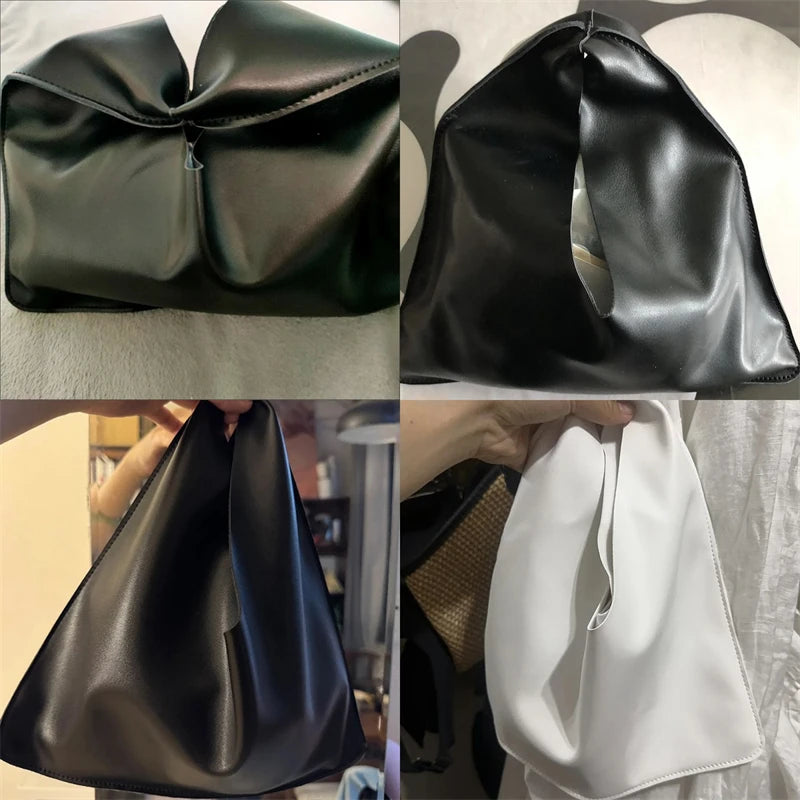 Simple Design Small Bindle Trendy Bag PU Leather Handbag for Women Casual Winter Shoulder Bags