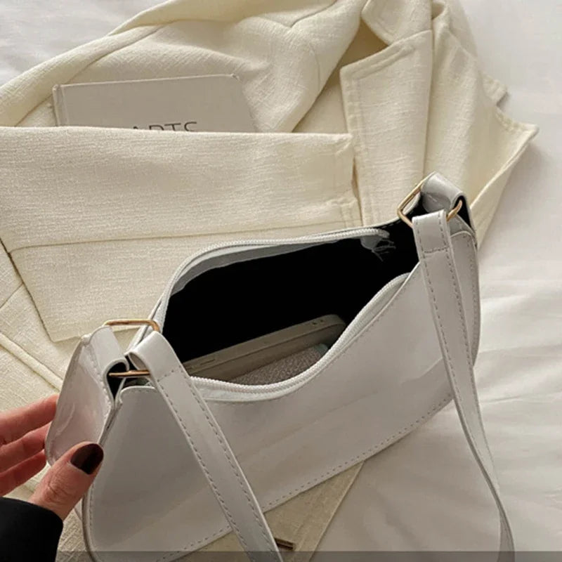 Retro Solid Color PU Leather Shoulder Bag Fashion Women's Handbags Casual Designer Hobos Underarm Bag, Suitable for Daily Use