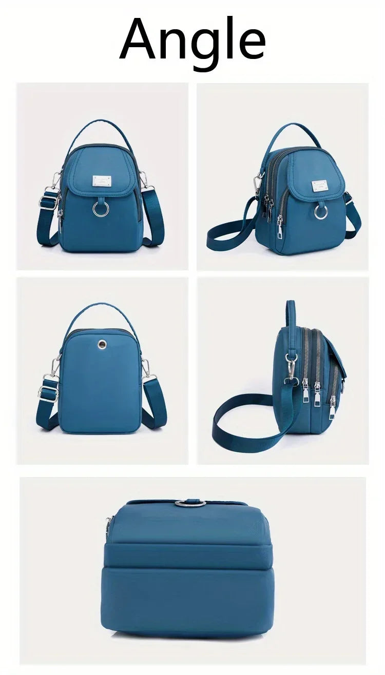 Ms. Fashion, Shoulder Bag, Mini Phone Bag, Multi-Layered Messenger Bag, Nylon Waterproof Fabric, And External Headphone Holes
