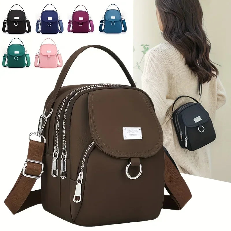 Ms. Fashion, Shoulder Bag, Mini Phone Bag, Multi-Layered Messenger Bag, Nylon Waterproof Fabric, And External Headphone Holes