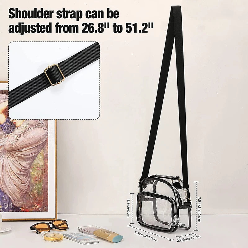 Transparent PVC Ladies Small Handbags Stadium Approved Women Clear Bag Fashion Waterproof Casual Simple Crossbody Shoulder Bags