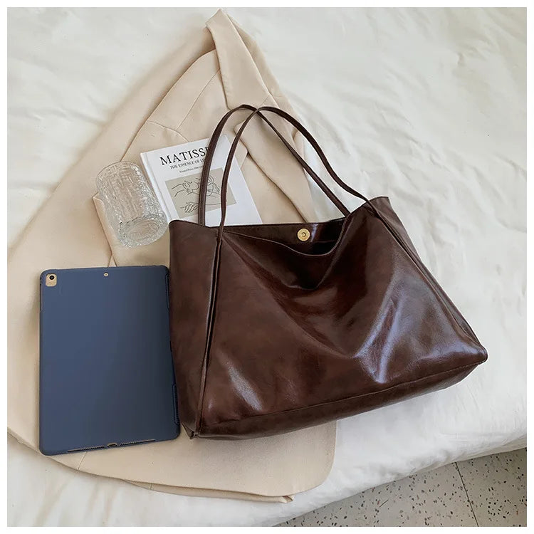 Retro PU Women's Handbag, Large Capacity Handbags Shoulder Bag, Street Leisure Shopping Tote Bag Bags, Suitable for Daily Use