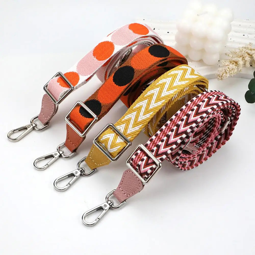 Adjustable Canvas Purse Straps Wide Embroidered Replacement Straps For Crossbody Bag Women Shoulder Bag Strap DIY Bag Accessory