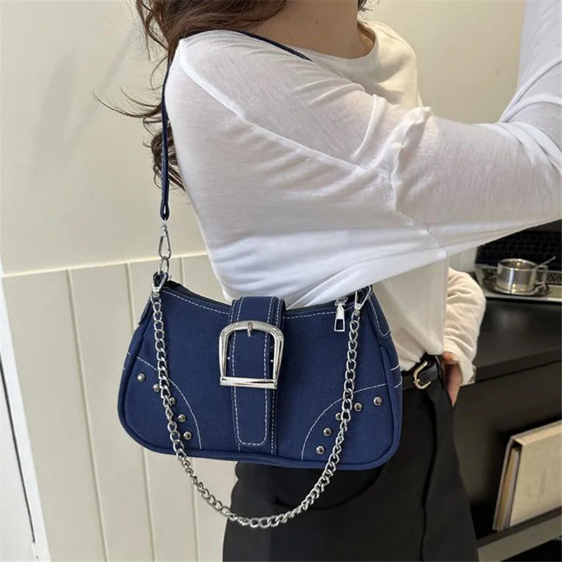 Simple Retro Underarm Bag Fashionable Trend Casual Shoulder Bag Canvas Casual Texture Crossbody Bag for Women