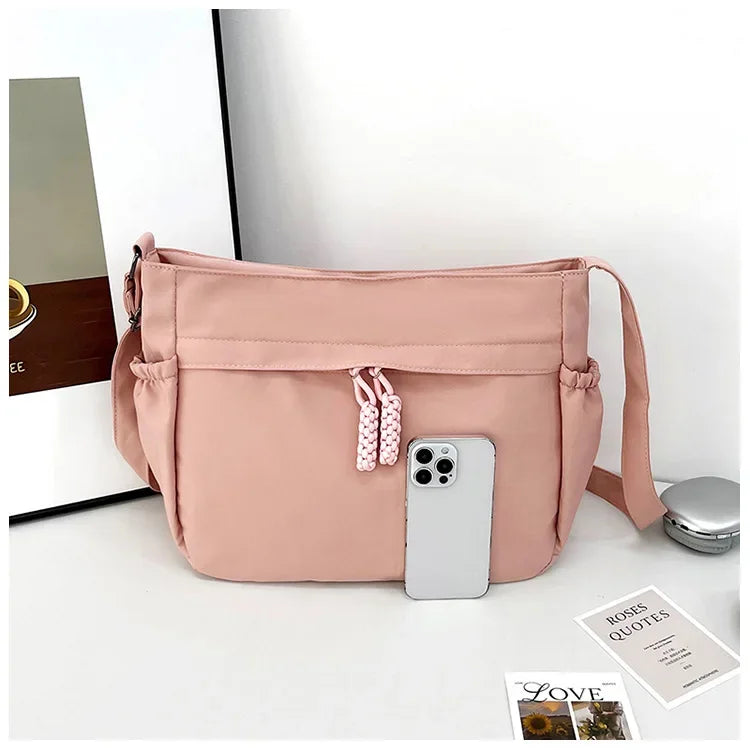 Double Sided Pocket Canvas Bag, Nylon Underarm Shoulder Bag, Fashionable Messenger Bags for Women's Daily Use Work Travel Outing