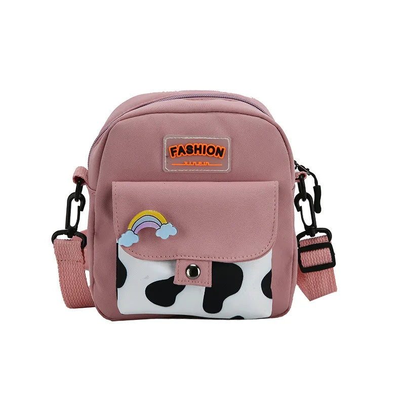 Harajuku Phone Crossbody Bag Nylon Cute Small Bags for Women Cow Pattern Square Small Shoulder Bag Suitable for Women Daily Use