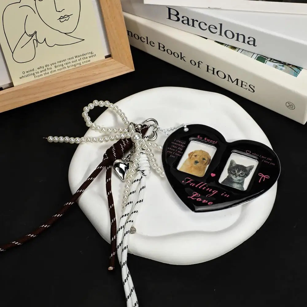 Y2K Red Heart 2 Inch Photo Card Holder Idol Photo Protective Display Sleeves INS Stationery Photo Frame New Bag Pendant Jewelry