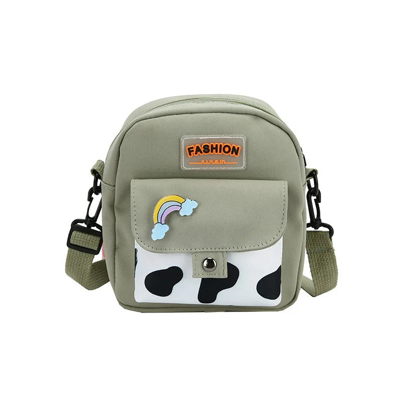 Harajuku Phone Crossbody Bag Nylon Cute Small Bags for Women Cow Pattern Square Small Shoulder Bag Suitable for Women Daily Use