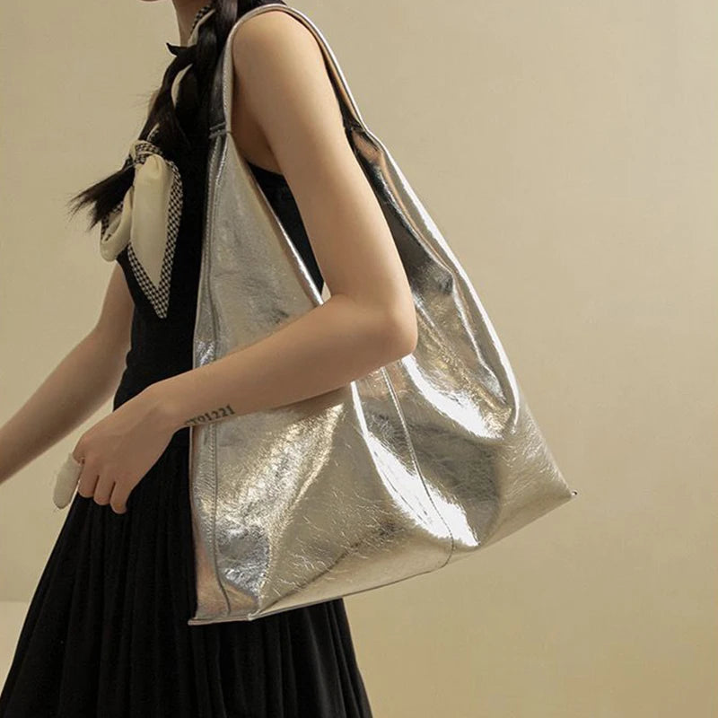 New Women Soft PU Leather Handbag Luxury Design Underarm Hobo Shoulder Bag Clutch Casual Large Capacity Dumpling Pouch