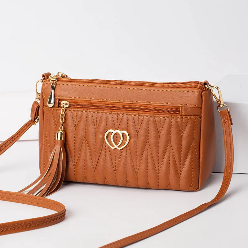Classic Quilted Crossbody Bag for Women Vintage Synthetic Leather Shoulder Strap, Handbag & Phone Wallet for Everyday Essentials
