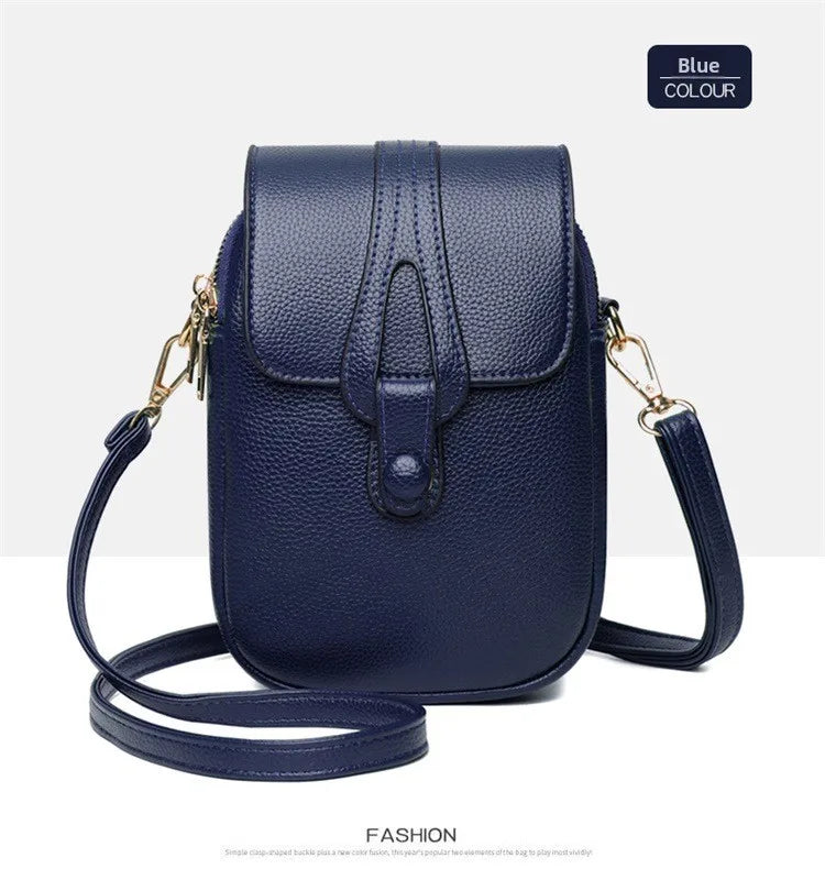 Mini Multifunctional Leather Shoulder Bag for Cellphone/Sport Cross Bags with Headphone Jack, Multi Layer Women's Bag with Cover