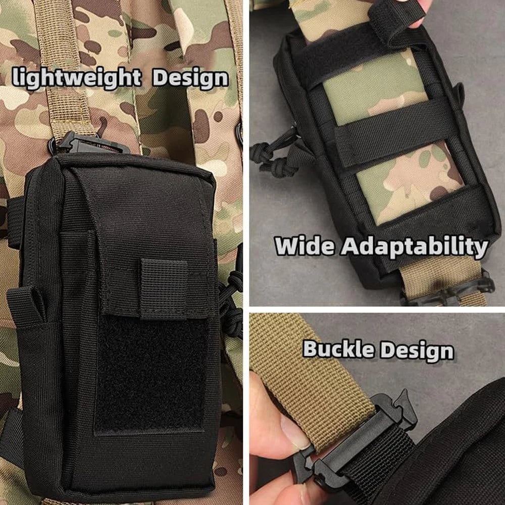 1pcs  Weatherproof Durable Tactical Phone Pouch Backpack Strap for Outdoor Hiking - Smartphone Carrying Case