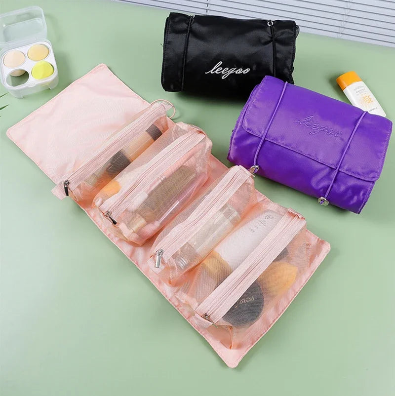 4in1 Detachable Makeup Bag Organizer Organizer  Storage Bag Separation Travel Storage Organizers Folding Portable Wash Bag