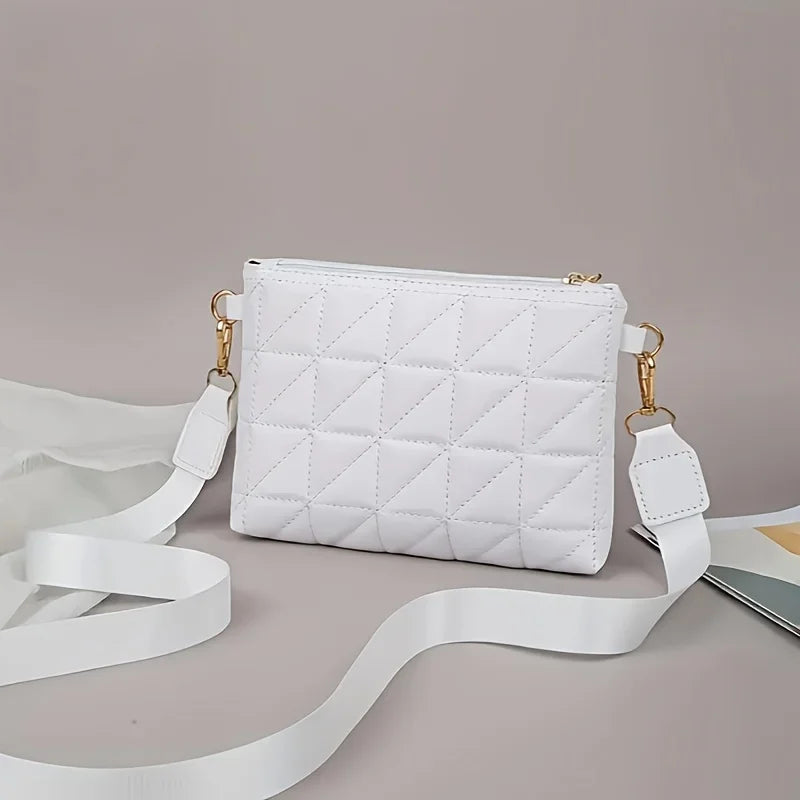 Stylish Striped Shoulder/Crossbody/Handbag with Delicate Hardware Accessories, Zipper Closure, Multifunctional Bag for Daily Use