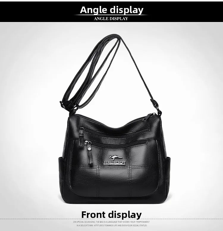Solid Color PU Leather Single Shoulder Bag, Multi Compartment Pocket Daily Women's Cross Body Bags, Large Capacity Women's Bag.