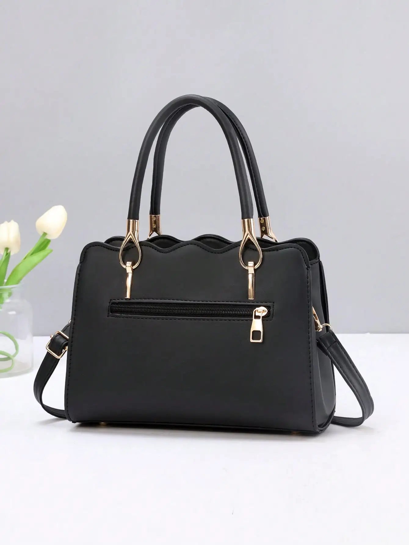 1 women's large capacity handbag, fashionable woolen ball pendant, suitable for work, shopping and other occasions