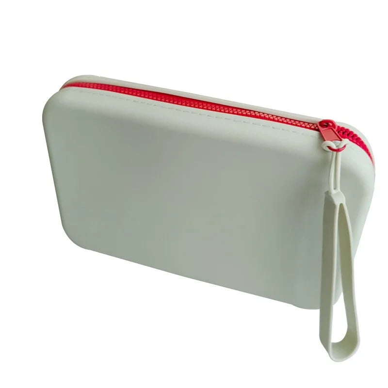 Square Silicone Storage Bag, Portable Travel Cosmetics and Toiletries Bag, Multifunctional Waterproof Cosmetic Bag with Zipper