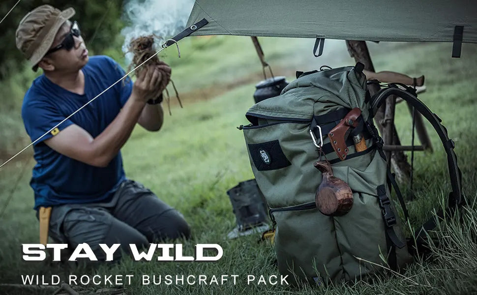 OneTigris WILD ROCKET Bushcraft Pack 45L Rucksack Outdoor Travel Roll Top Backpack With Water Resistant Coating & Axe Holders