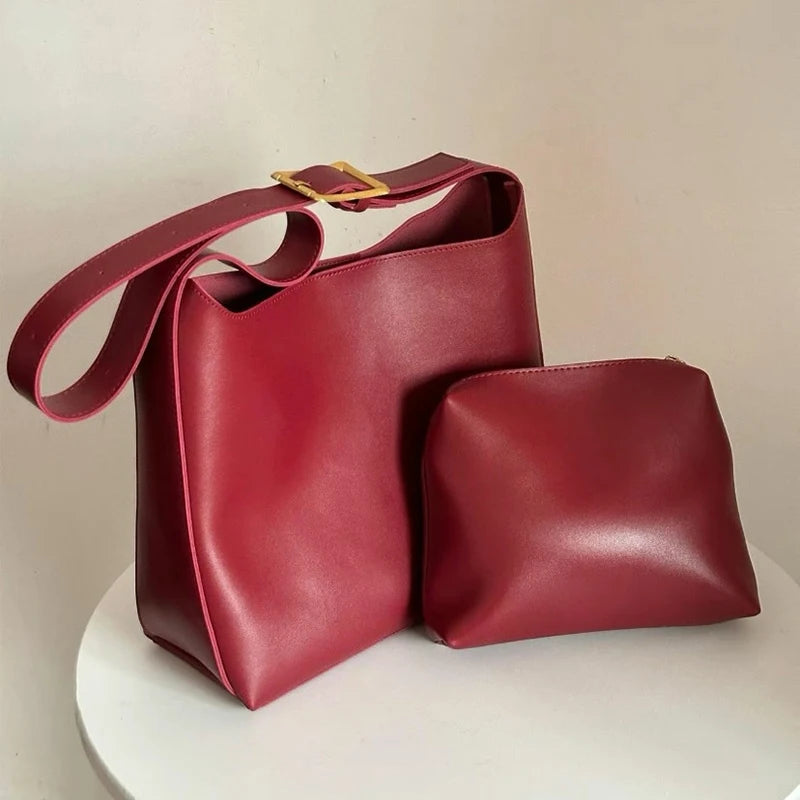 1Pcs All-Match Women Shoulder Bag Solid Fashion Handbag Crossbody Bag Women's Minimalist PU Leather Bag For Work