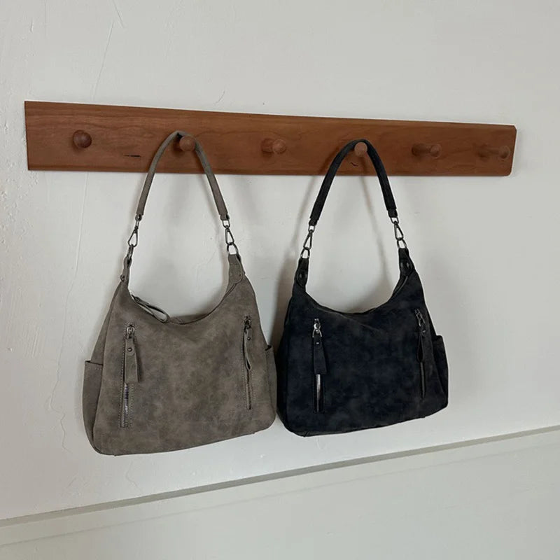 Designer Leather Female Side Bags Retro Shoulder Bag for Women Handbag Casual Ladies Large Capacity Tote Bag