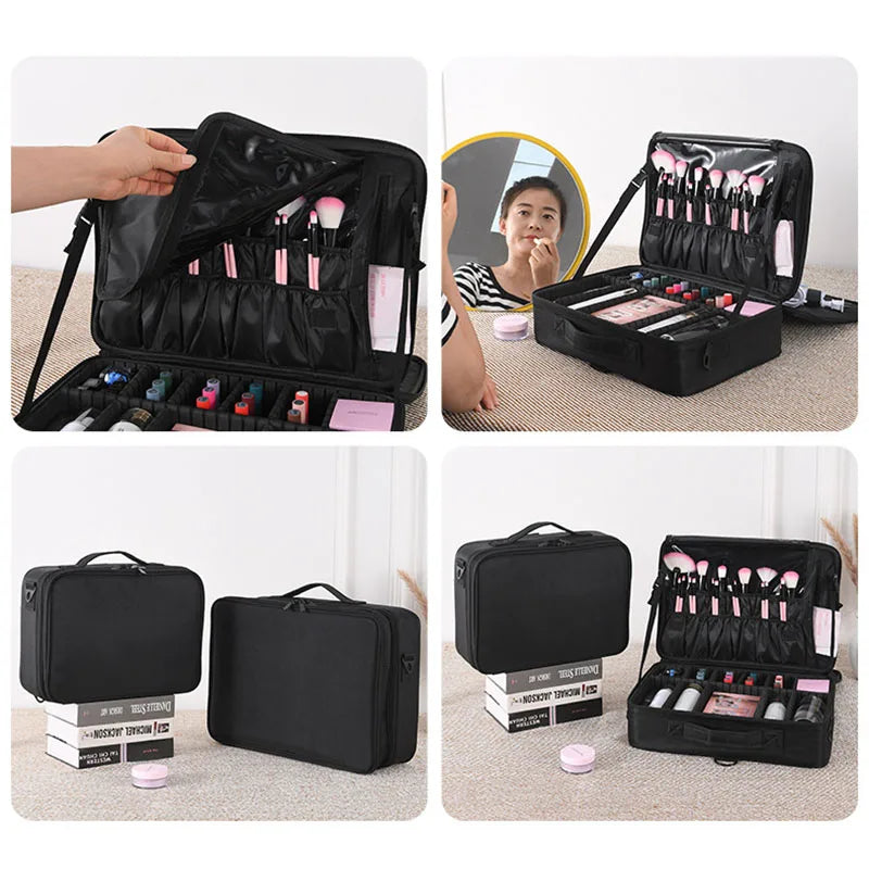 Large Capacity Cosmetic Case Waterproof Manicure Makeup Toolbox,Makeup Bag For Travel New Professional Tattoo Tool Makeup Case