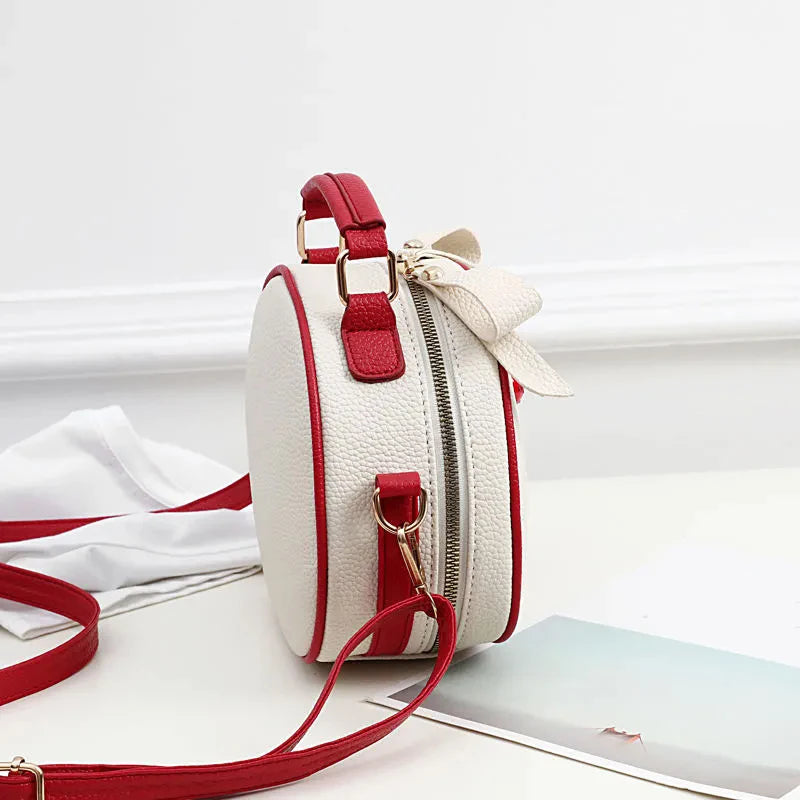 Litchi Pattern Contrast Cherry Small Purse and Handbags New Womens Sling-shoulder Crossbody Mobile Phone Bag