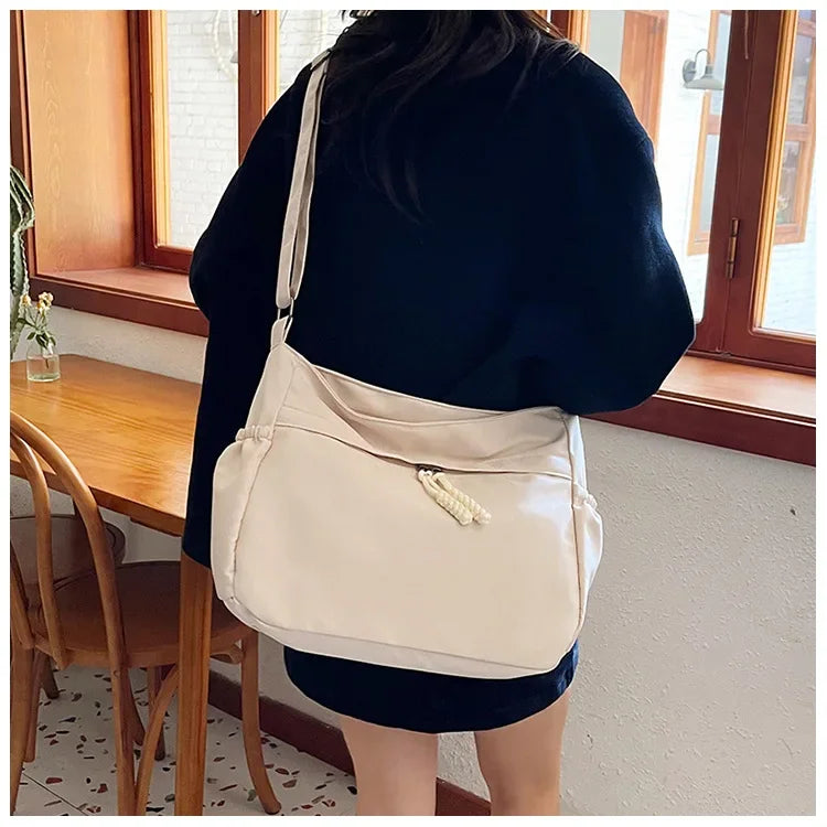 Double Sided Pocket Canvas Bag, Nylon Underarm Shoulder Bag, Fashionable Messenger Bags for Women's Daily Use Work Travel Outing