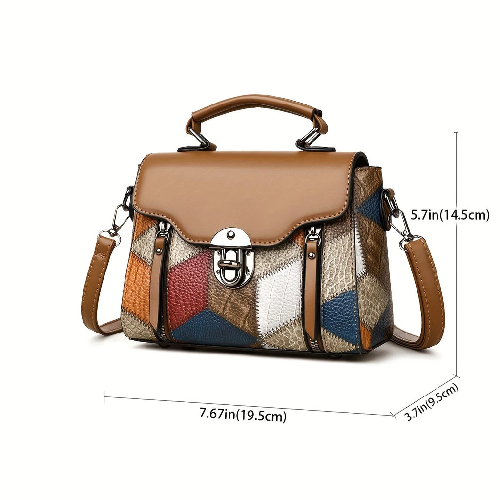 Women's Retro Rhombus Pattern Shoulder Crossbody Bag Adjustable Shoulder Strap Zipper Closure, Multi-Color Options for Daily Use