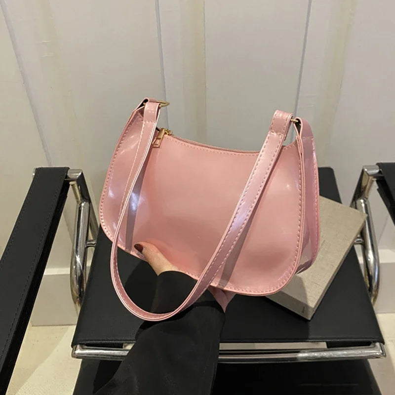 Retro Solid Color PU Leather Shoulder Bag Fashion Women's Handbags Casual Designer Hobos Underarm Bag, Suitable for Daily Use