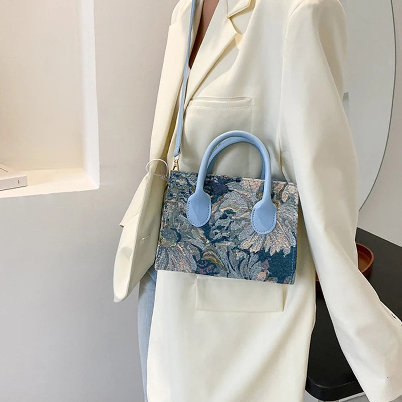 Luxury Design Mini Handbags Women's Totes Fashion Ladies Large Capacity Monet's Garden Oil Painting Canvas Shoulder Shopper Bag