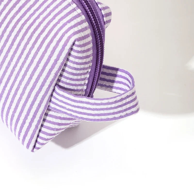 2 Pcs Set Large Capacity Ladies Stripe Toiletry Bag Makeup Case Travel Female Storage Handbag Clutch Purse Women's Cosmetic Bags