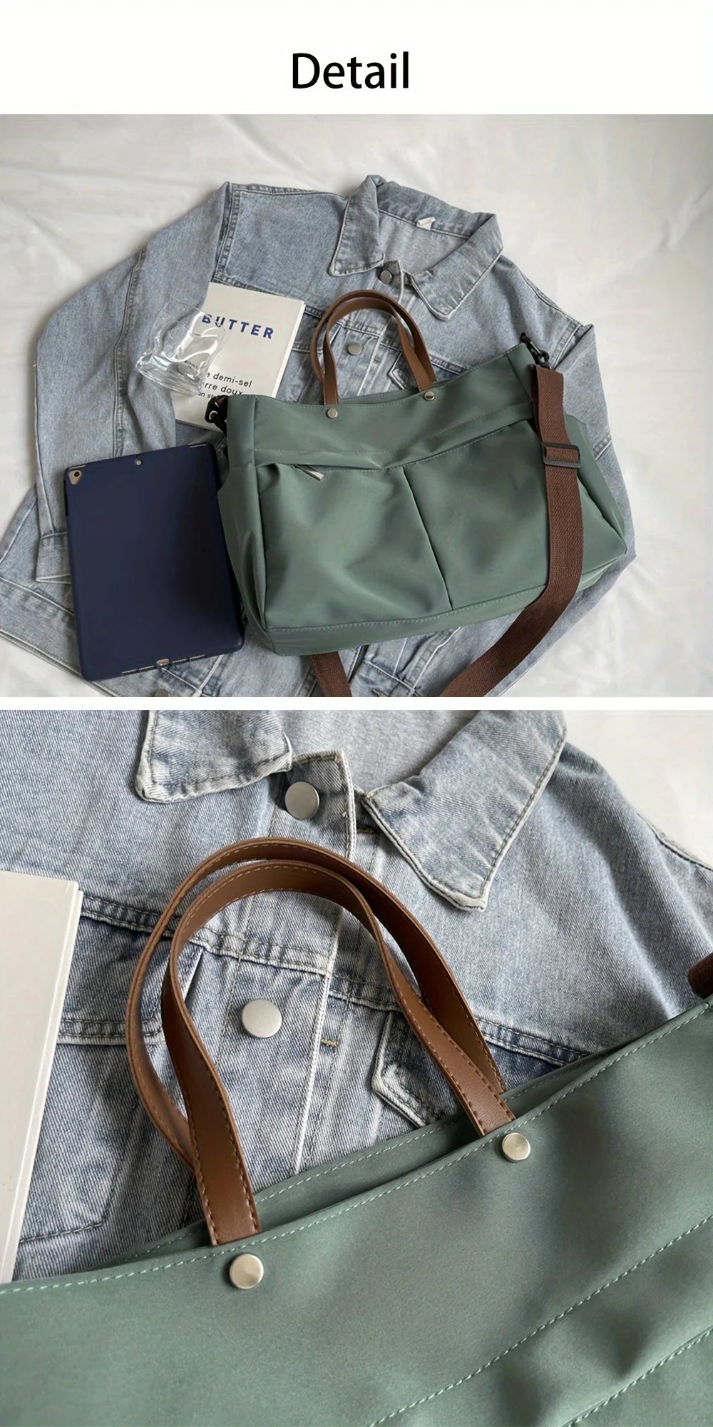 Spacious Nylon Tote Bag for Women Stylish Shoulder Crossbody Bag, Perfect for Casual Outings, Travel, Business, Fitness Shopping