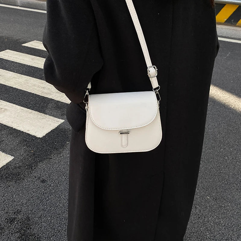 Fashion Women Crossbody Saddle Bag PU Leather Small Handbags Purses Retro Semicircle Designer Messenger Bags Female Clutch Tote