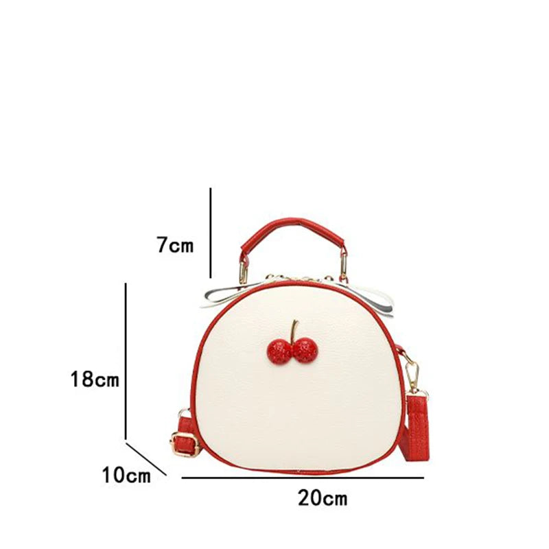 Litchi Pattern Contrast Cherry Small Purse and Handbags New Womens Sling-shoulder Crossbody Mobile Phone Bag