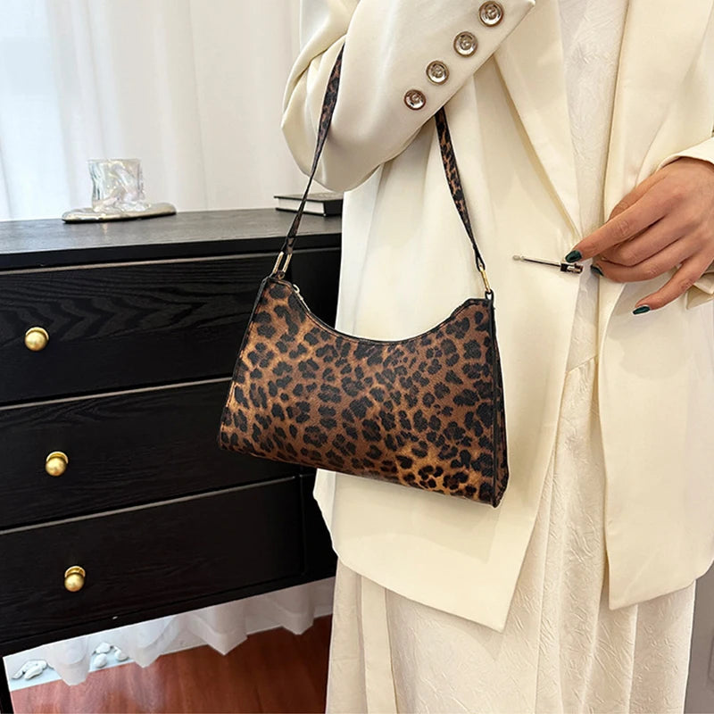 Fashion Zebra Leopard Print Women Handbag PU Leather Underarm Shoulder Bags Female Daily Totes Purse