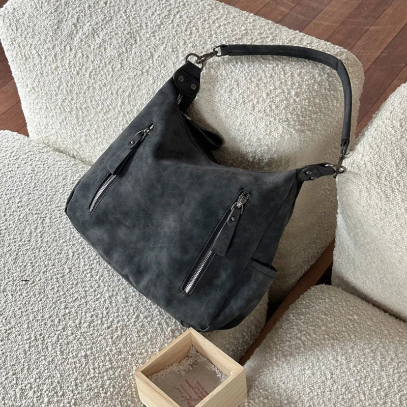 Designer Leather Female Side Bags Retro Shoulder Bag for Women Handbag Casual Ladies Large Capacity Tote Bag