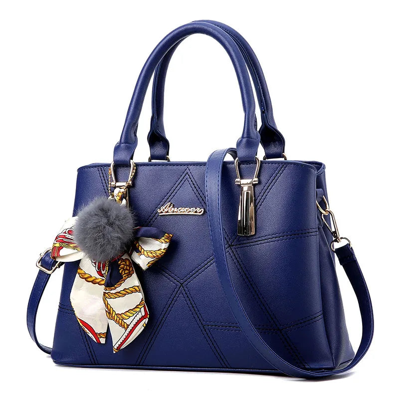 Women's Fashion Embroidered Thread Portable Tote Bag Trend Pendant Large Capacity Shoulder Crossbody Bag