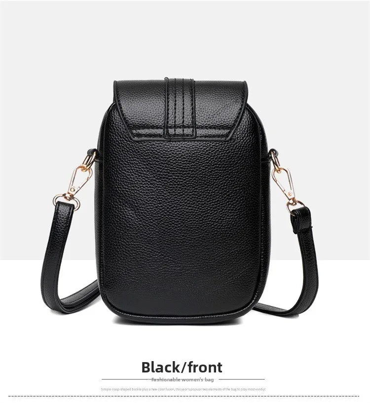 Mini Multifunctional Leather Shoulder Bag for Cellphone/Sport Cross Bags with Headphone Jack, Multi Layer Women's Bag with Cover
