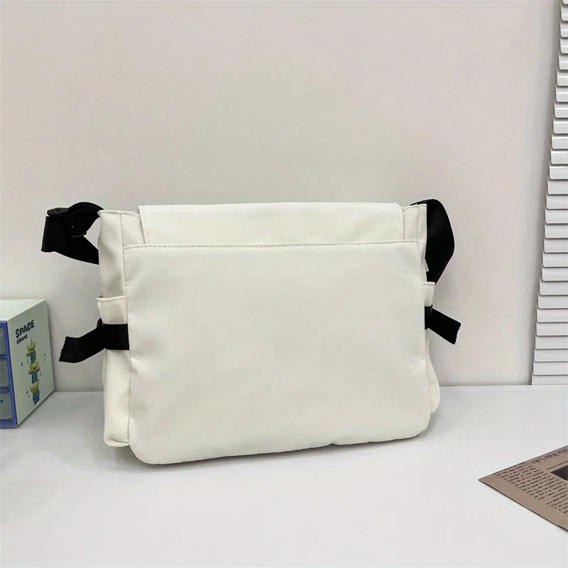 Trendy Nylon Messenger Bag, Large Capacity Crossbody Bag, Casual Flap Shoulder Bag for Teen Student School Bags Satchel